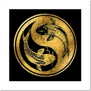 Yin Yang Golden Koi Posters and Art